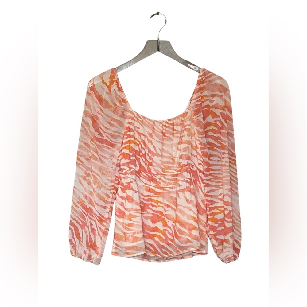 DR2‎ Orange Zebra Chiffon Blouse NWOT